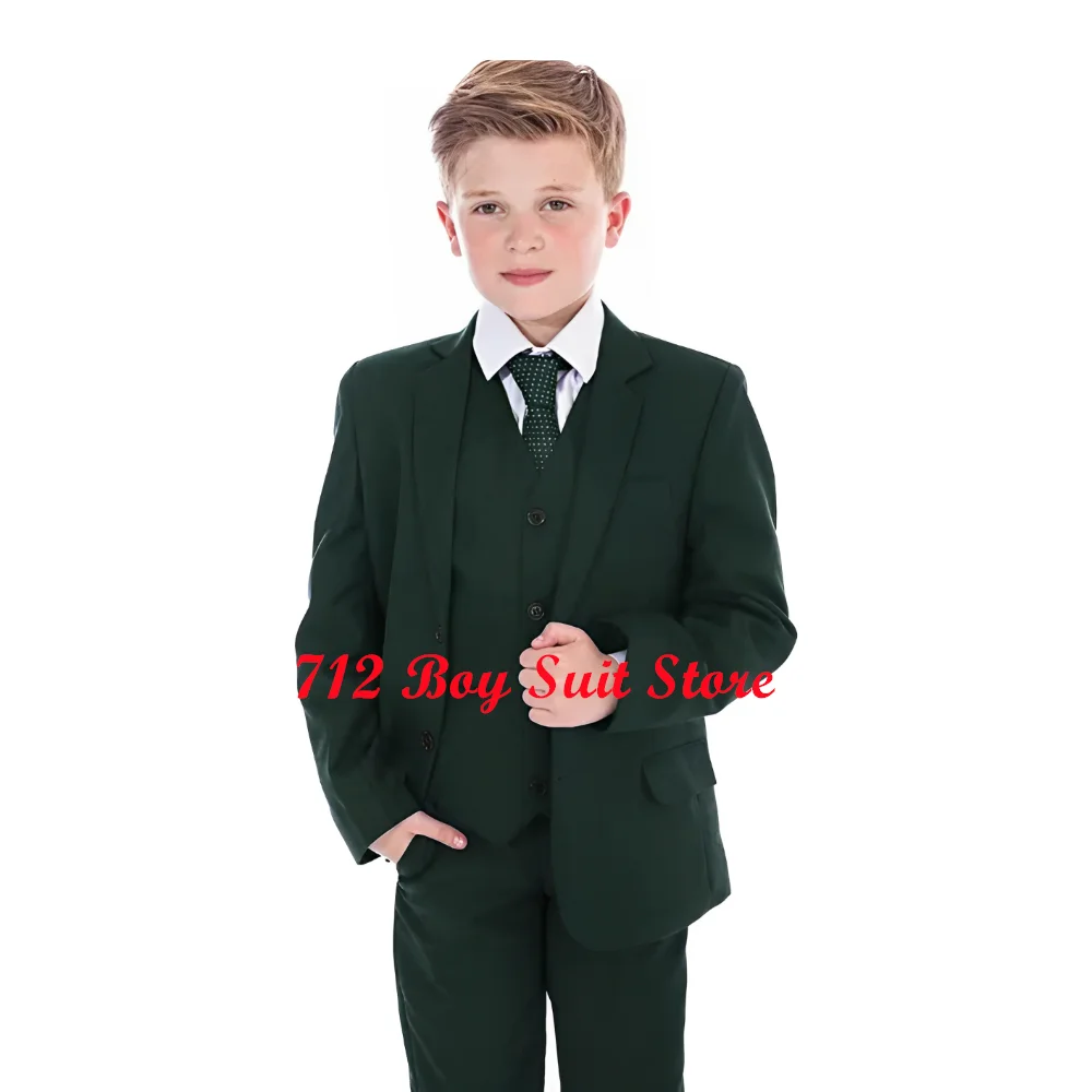 Formal Boys Suit Wedding Tuxedo 3 Piece Jacket Pants Vest Set Fashion Kids Clothes Slim Fit Children's Blazer