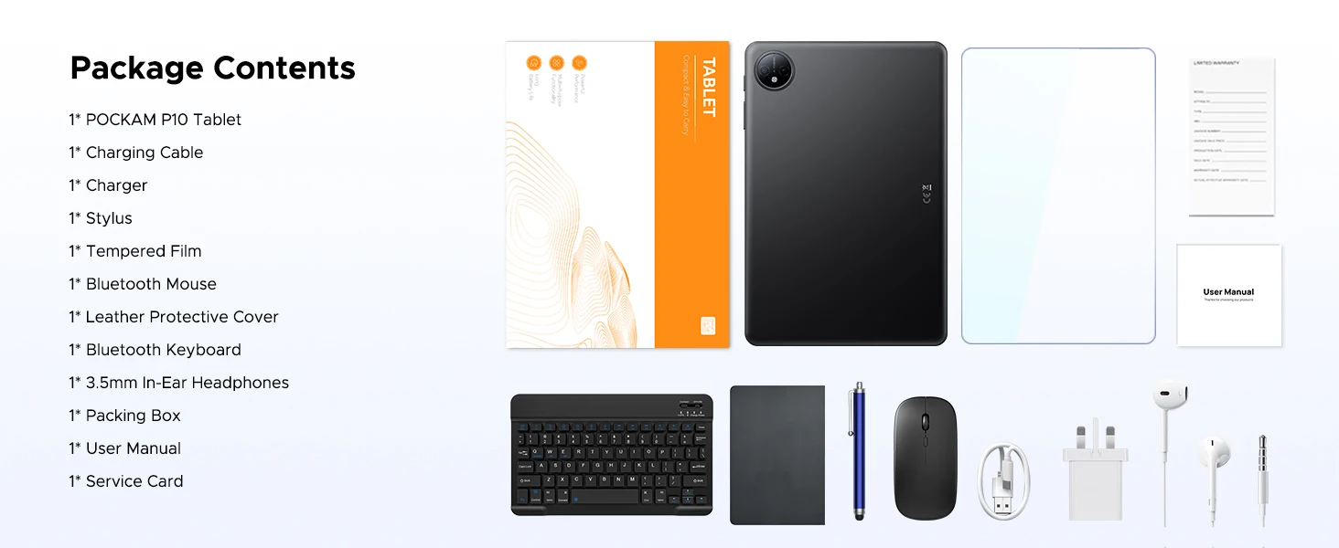 POCKAM P10 Tablet 10.1 "Tablet PC Display 48GB RAM(8GB + 40GB) 128GB ROM 7000mAh Unisoc T310 Android 16 Gemini AI Widevine L1