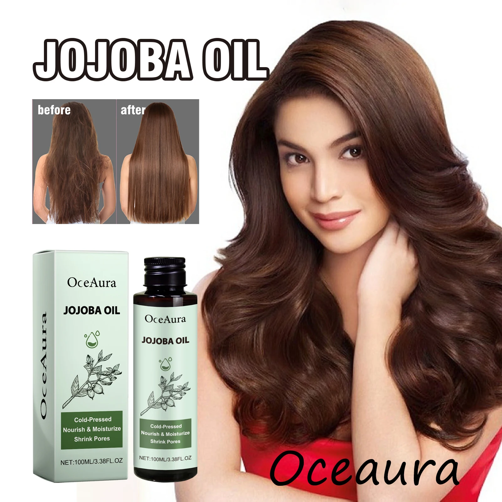 

Oceaura Jojoba масло для ухода за волосами, восстанавливающее сухость, разглаживающее, укрепляющее средство для кожи головы, против вьющихся волос, питательное, способствует росту волос, масло для волос
