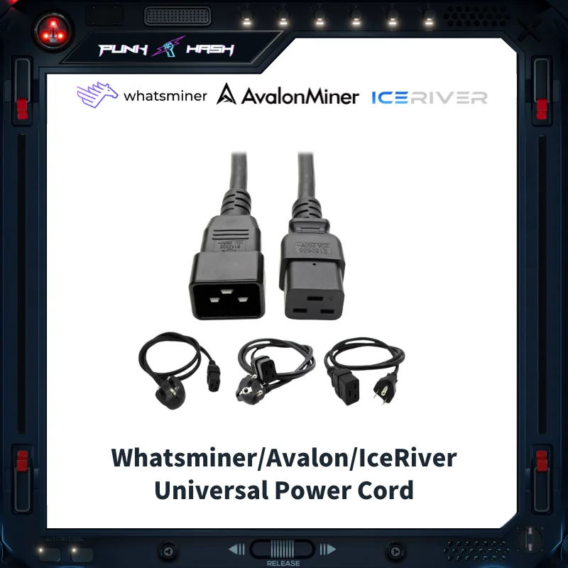 ASIC Miner Universal Powe Cord Whatsminer Avalon IceRiver C19 C20 to C19 Power Cable  Miner Parts for All Series