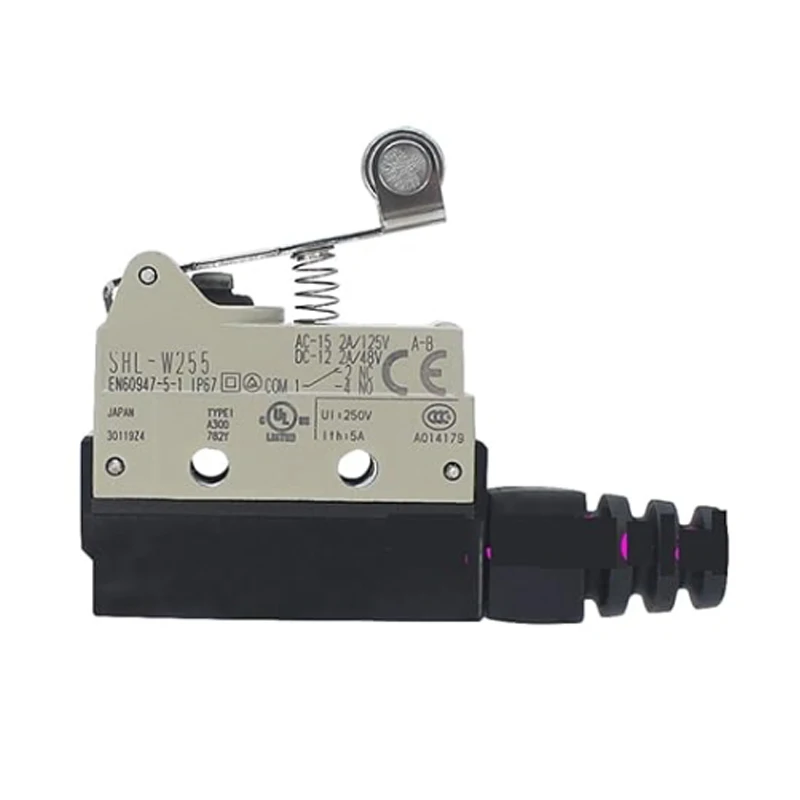 SHL-W255 Subminiature Enclosed Switch, High Sealing, Standard, Short Hinge Roller Lever Actuator