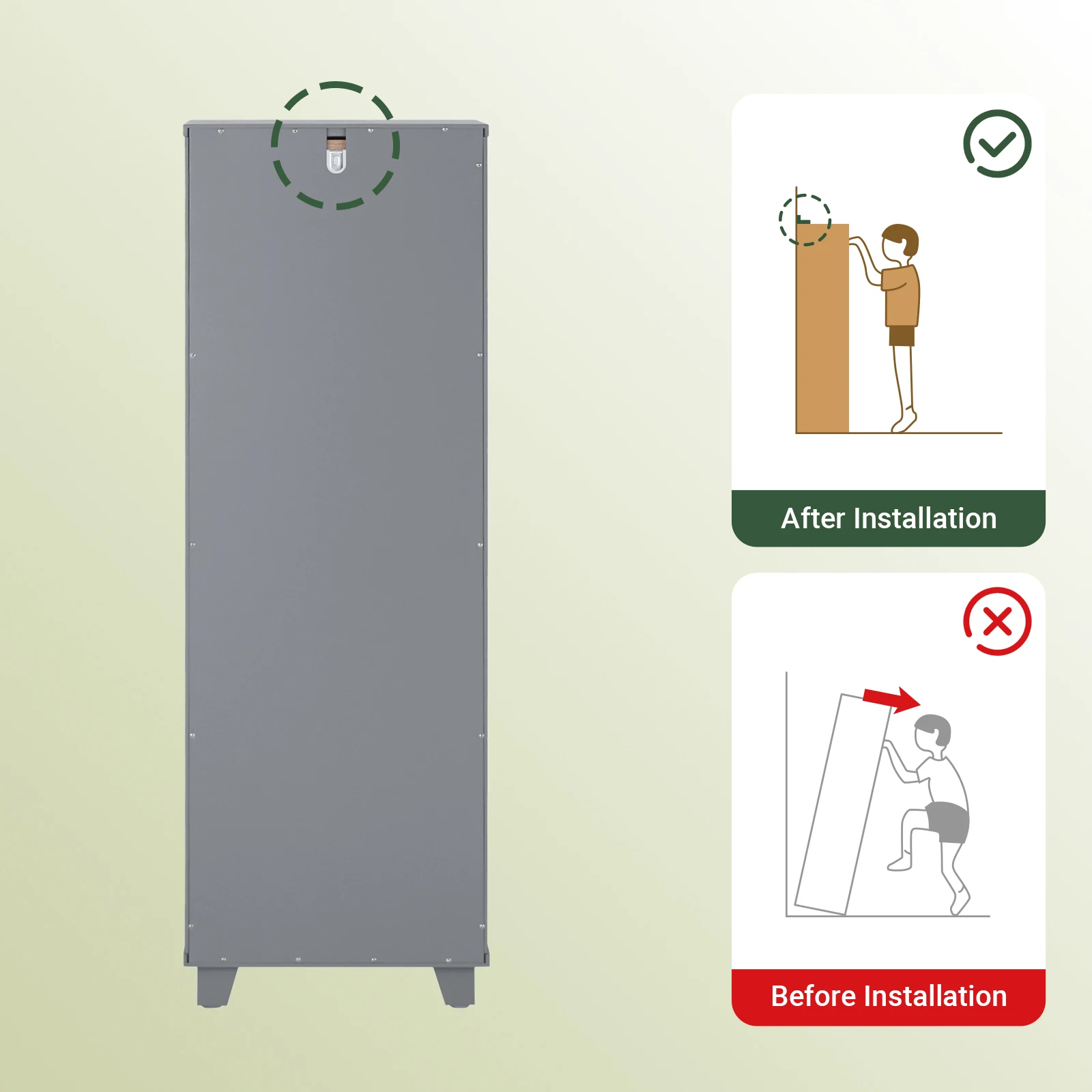 SoBuy BZR146 Wäscheschrank mit ausklappbarem Wäschesack schmal Badezimmerschrank mit 2 Fächern 35x105x30cm – Detail 3