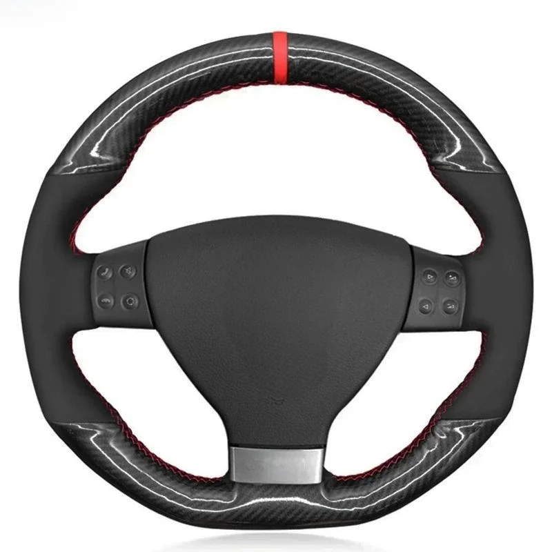 DIY Handgestikt Zwart Suède Koolstofvezel Auto Stuurhoes Voor Volkswagen Golf 5 Mk5 GTI VW Golf 5 R32 Passat R GT 2005
