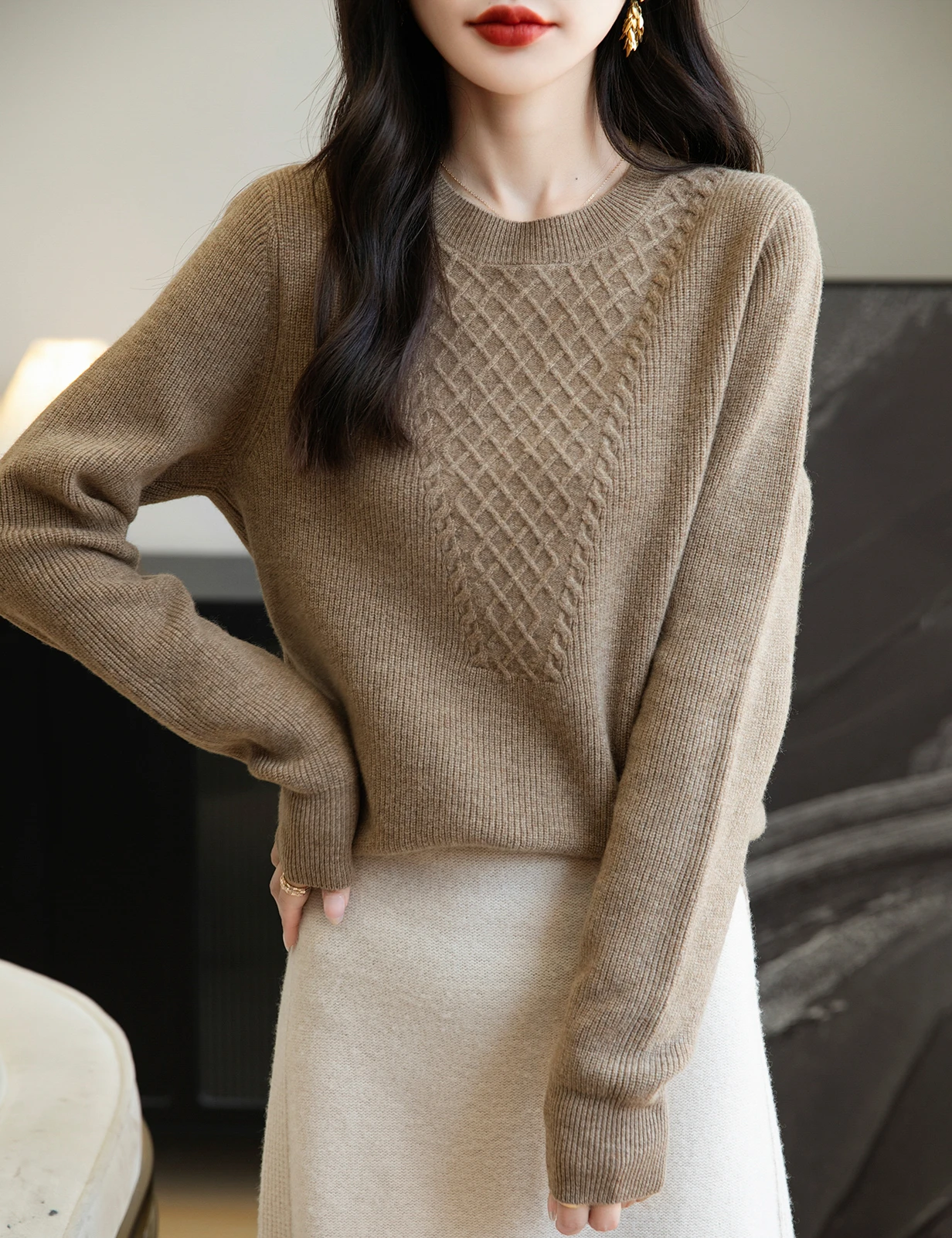 100% Merino Wool Sweater for Women 2024 Fall Winter Casual Crewneck Long Sleeve Knit Pullover Sweater Tops Trend Female Clothing