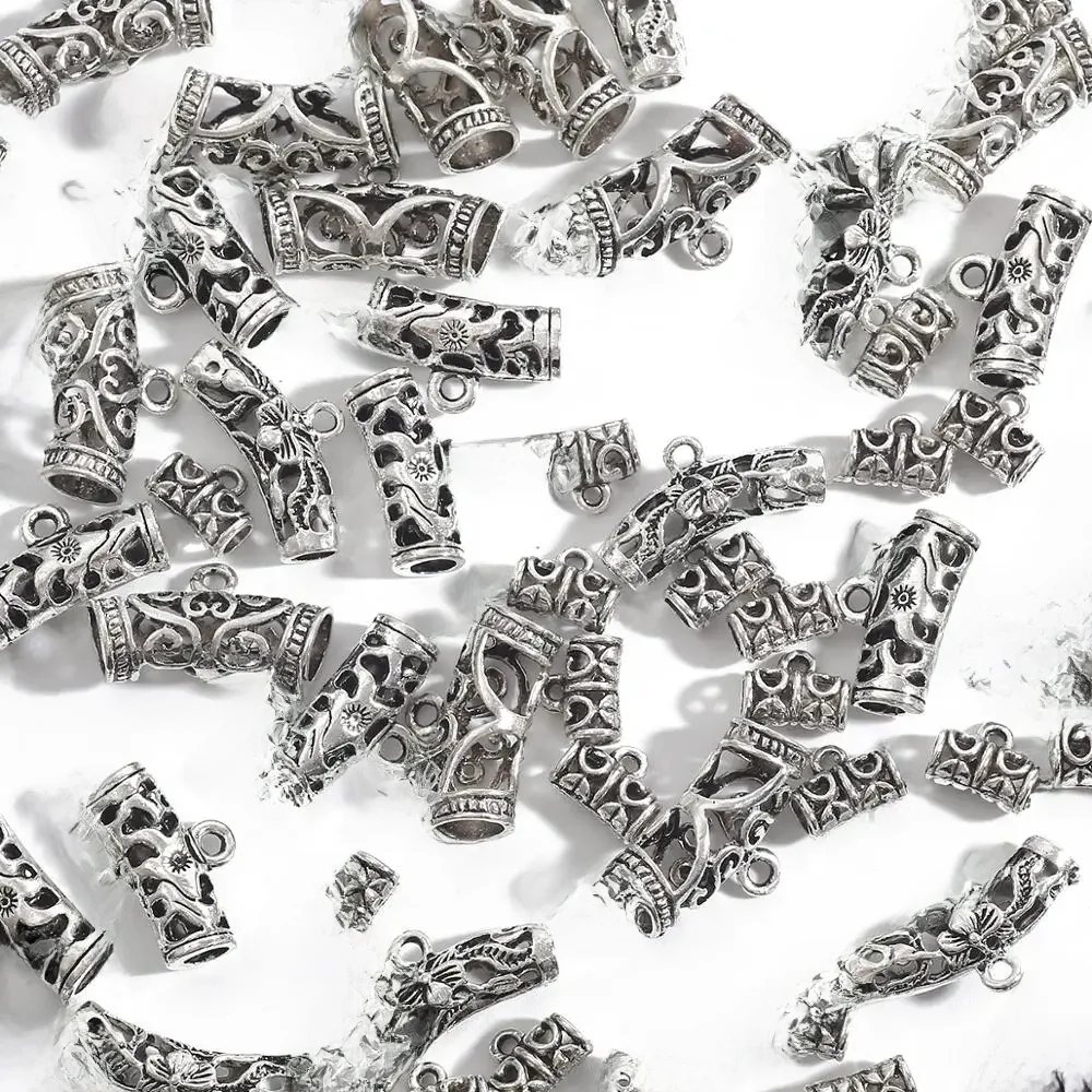 Gorąca sprzedaż 3-100 sztuk/partia antyczne posrebrzane gięcie zakrzywione rurki wisiorki z koralikami złącze do bransoletki DIY tworzenia biżuterii — zdjęcie 2