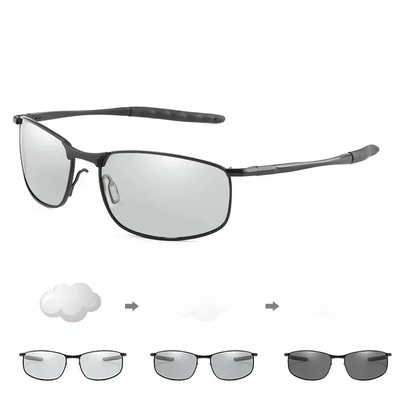AliExpress AFOFOO Photochromic Men Polarized Sunglasses Male Metal Square Glasses Driving Sun Glasses UV400 Outdoor Sports Cycling Goggles