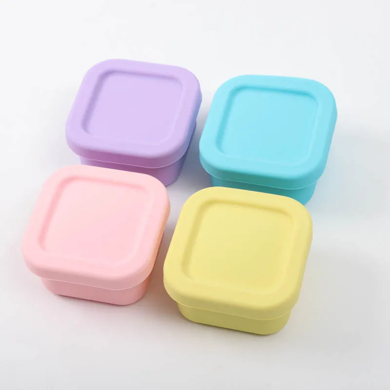 Square Food Supplement Salad Box Children\'s Lunch Snacks Dip Box Silicone Independent Ice Tray Easy to Release Bento Box