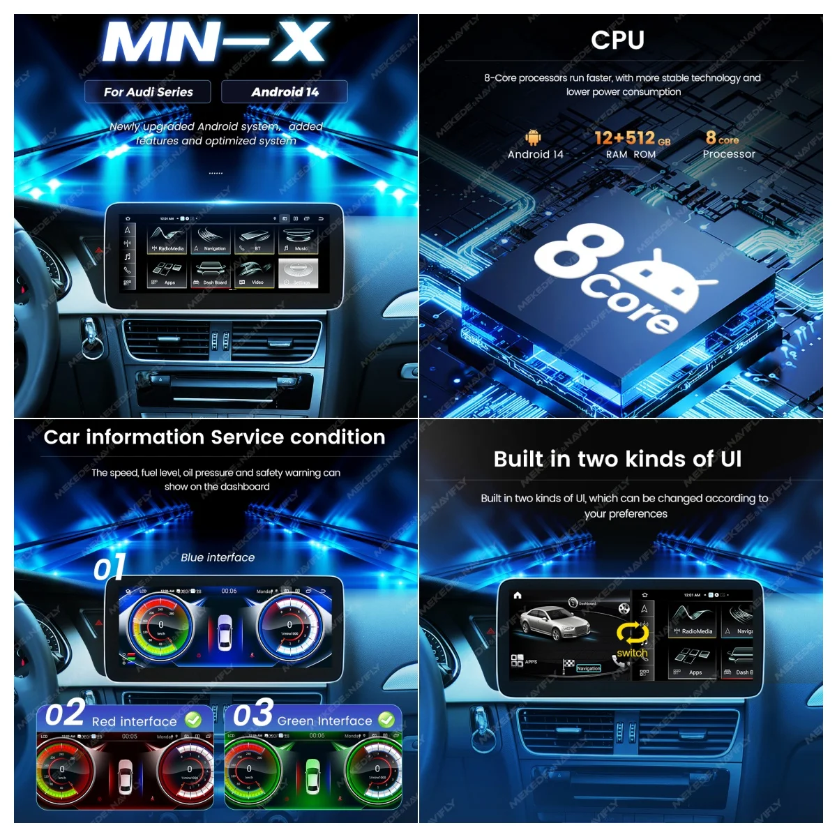 Pantalla táctil MEKEDE de 8.8 pulgadas para Audi Q5 2008-2017 MMI 2G 3G, sistema multimedia para coche, GPS, navegación, Carplay, unidad principal, radio para coche 4G. 3