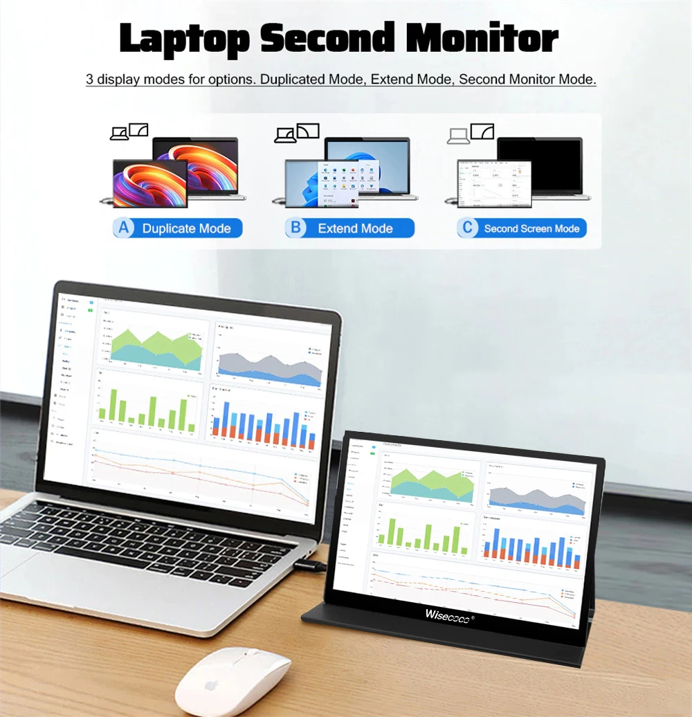 Imagem -05 - Wisecoco-monitor Portátil de Laptop Computador Ips Tela Externa Display Hdmi para pc Mac Xbox Switch Qhd 1600p