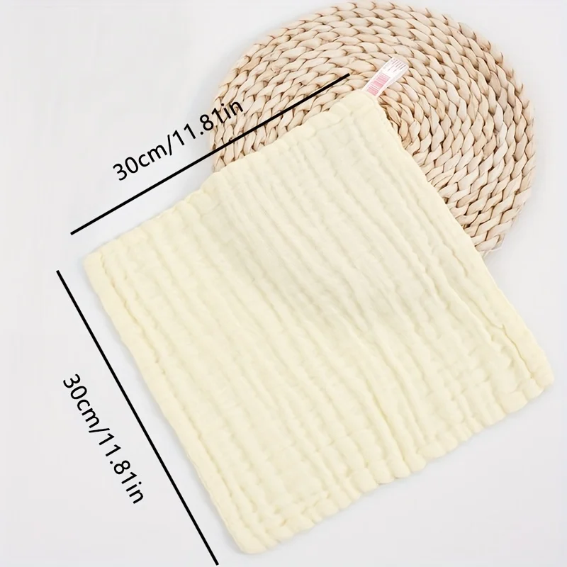 5-Pack Baby Cotton Washcloths, Solid Color Soft, Newborn Drool Bib, Baby Face Towel, Multi-Function Small Cloth