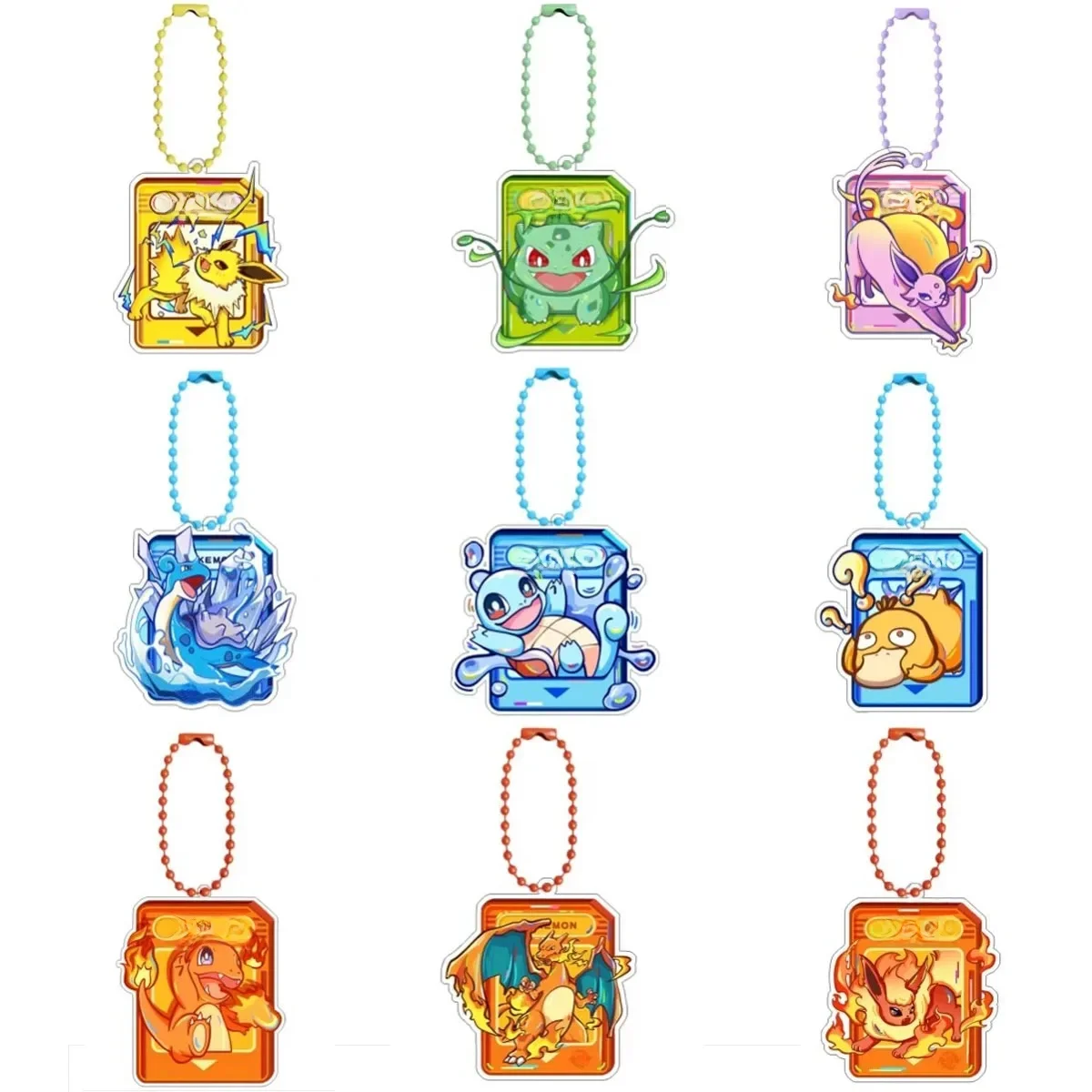 Pokemon Eevee Qikachu Gengar Charizard auto-contrôle acrylique dessin animé clé boucle pendentif Anime classiques jeu Collection cadeau jouets