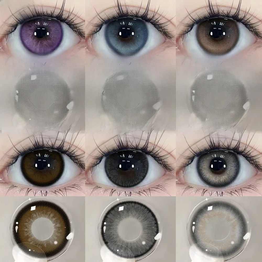 OVOLOOK-2PCS Myopie miles Lentilles De Contact Colorées Violet Halloween Lentille De Maquillage Mode Pupilles Grands Yeux Lentilles Bleu Naturel