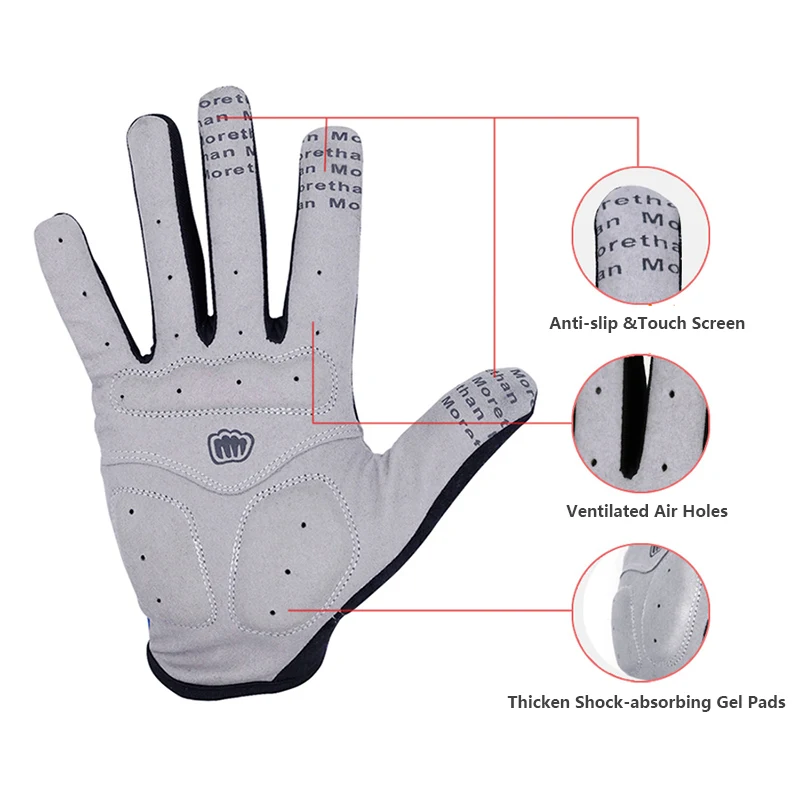 MOREOK Cycling Gloves Full Finger Autumn Bike Gloves 5MM SBR Padded Anti-Slip Shock-Absorbing Touchscreen Gloves Bicycle Gloves