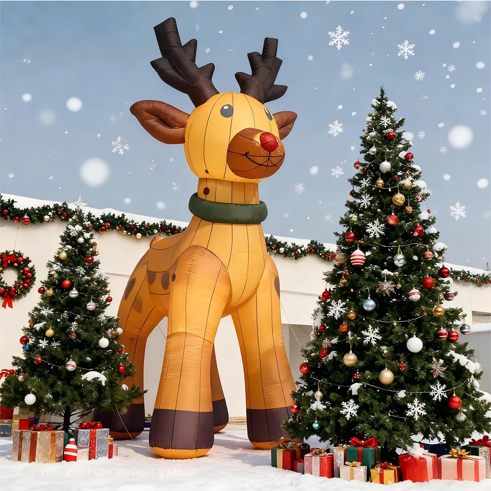 巨大な8m/26フィートのクリスマスインフレータブルトナカイデコレーション、LEDライト付き、屋外用、庭の祝祭パーティーに最適