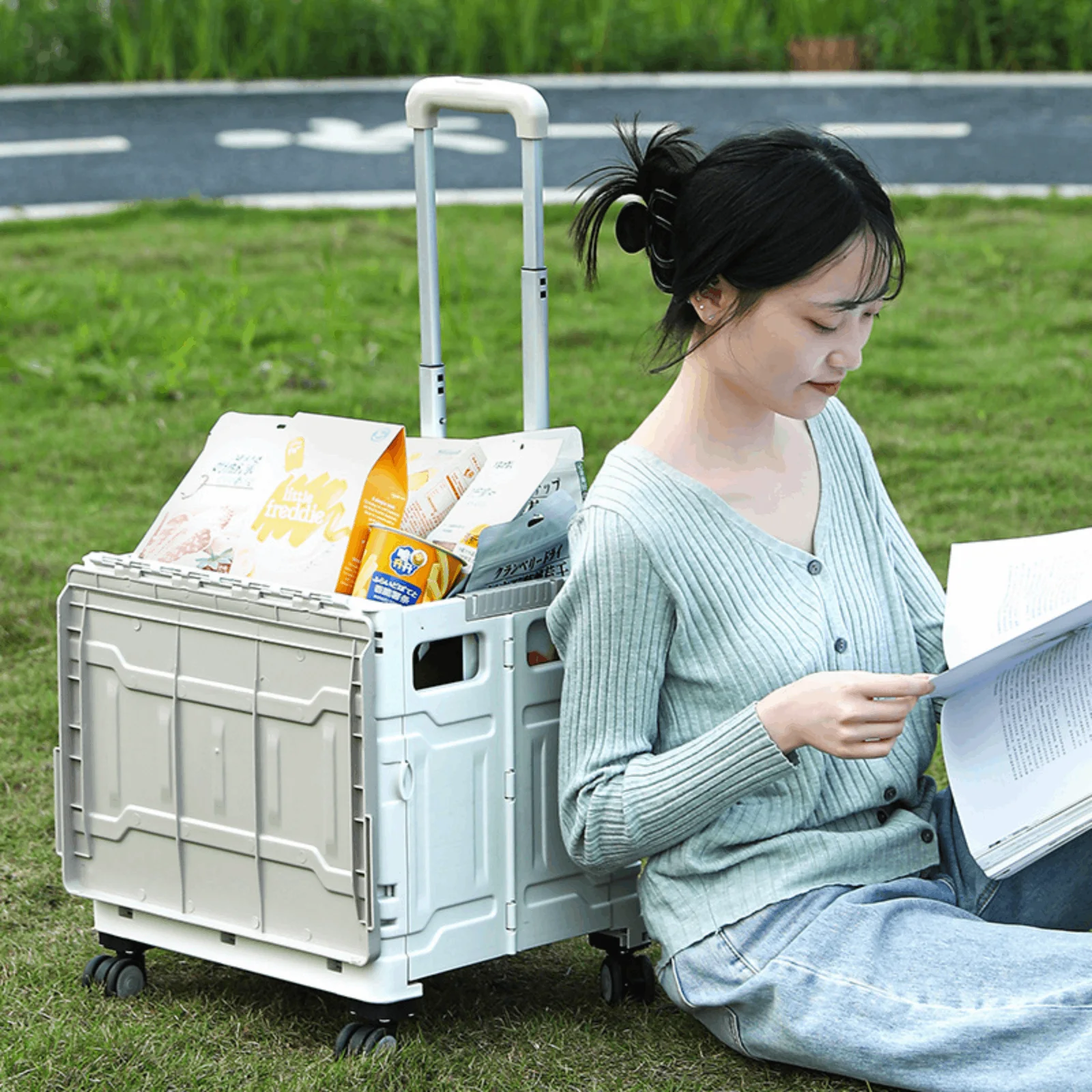 Outdoor Folding Camping Cart Portable Camping Vehicle Grocery Basket For Outdoor Excursions Picnics Household Shopping Cart