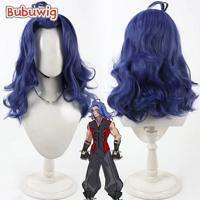 

Bubuwig Synthetic Hair Drun Cosplay Wigs Princession Orchestra Drun Role Play Halloween 40cm Long Wavy Blue Wig Heat Resistant