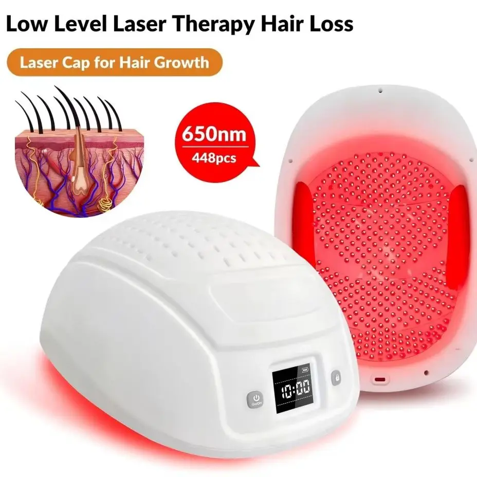 

Лазерный шлем ZJZK LLLT для роста волос, 448 диодов, 650 нм, красная светотерапия для лечения выпадения волос, стимулирует рост волос