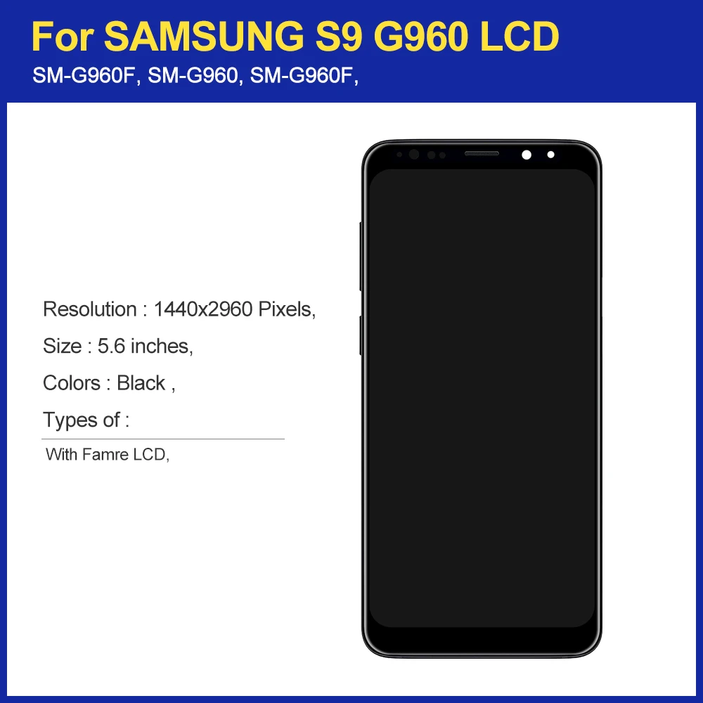 Pantalla Lcd TFT para Samsung Galaxy S9 G960 SM-G960F, digitalizador de pantalla táctil + Marco, reemplazo de pantalla