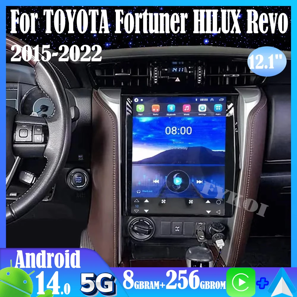 Android 14 For TOYOTA Fortuner HILUX Revo 2015-2022 Car Radio Automotive Multimedia Tesla Screen Carplay Auto Bluetooth GPS WIFI