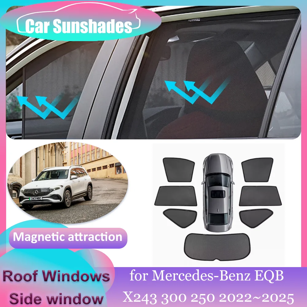 

Magnetic Sunshades for Mercedes-Benz EQB X243 300 2022~2025 Roof Windows Sun Visor Windshield Curtain Sunroof Cover Accessories