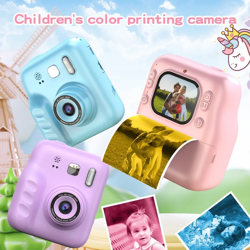 Cámara Instantánea Infantil Rosa Con Impresión En Color Y Blanco/negro, 1080P, 32GB, 6 Rollos De Papel, Ideal Para Niños De 3 A 12 Años