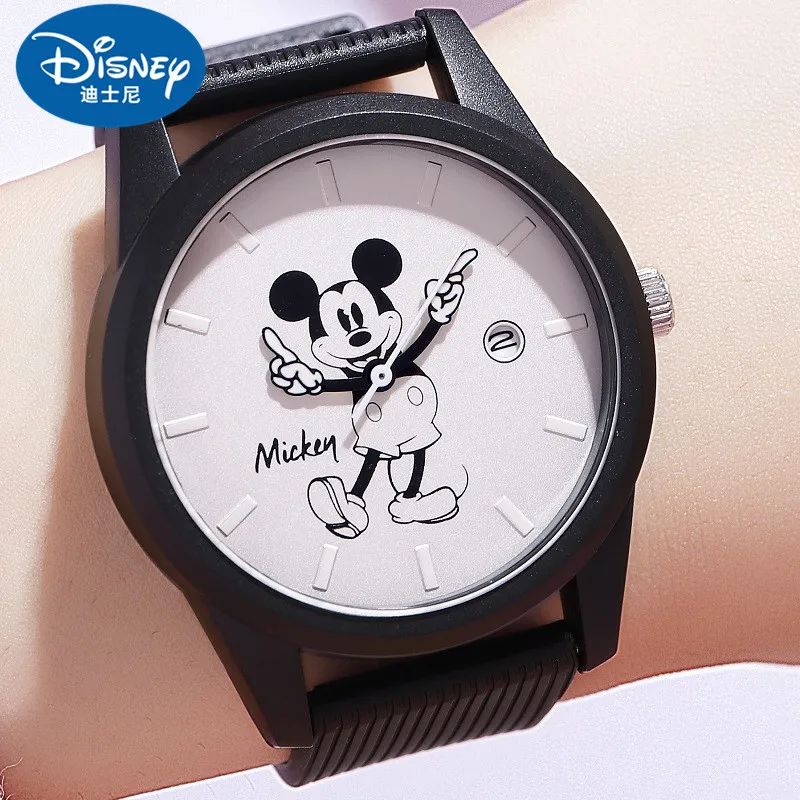 Disney Original Children Mickey Mouse Cartoon Dial Casual Quartz Wristwatch Young Lady Boy Girl Student Kid Date Luminous Clock