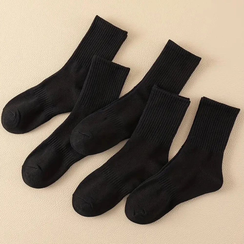 5/10 Pairs Black Student Socks Breathable Sweat-Absorbing Sports Men Women Fashionable Comfortable High-Quality Business Socks