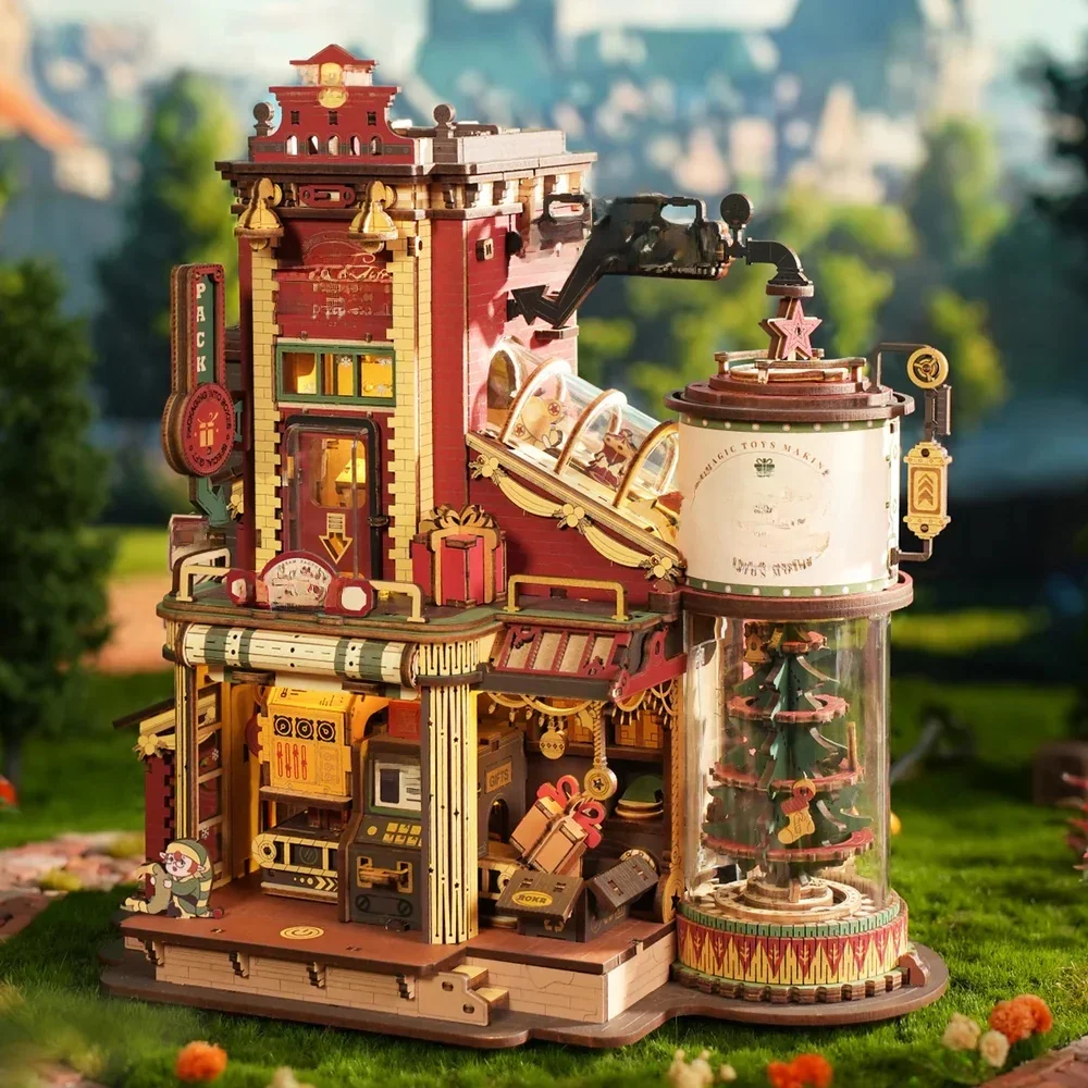 ROKR Dream Gift Factory 3D Holzpuzzles Holz-Musikbox Weihnachten Holzmodell-Bausätze Beste Geschenke für Kinder und Erwachsene