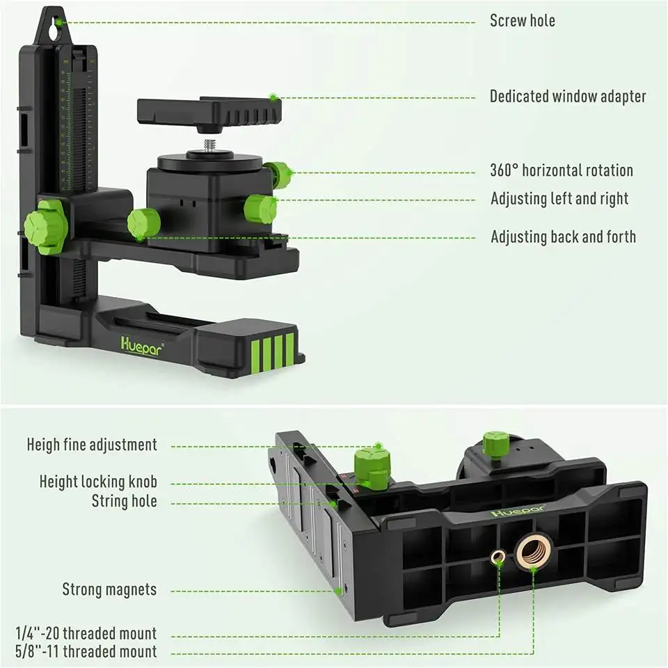 Imagem -03 - Huepar Base Giratória Ajustável de 360 Graus Pv11 Mais Adaptador de Nível Laser com Suporte de Rosca de 4