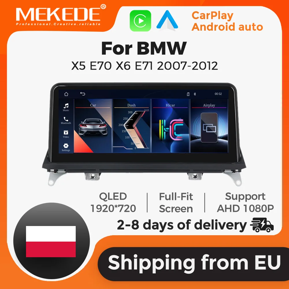 MEKEDE EU 10,25 Zoll QLED Touchscreen Wireless CarPlay Android Auto Autoradio für BMW X5 X6 E70 E71 CCC CIC GPS Navigation Auto Multimedia Player Stereo Navigation Autoradio GPS Navi Unterstützung