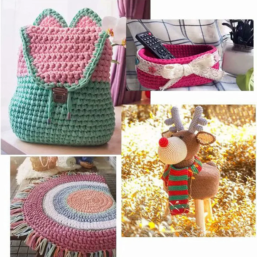 DIY Knitting Chunky Yarn Cloth Crochet Threads Handmade Basket Rug Handbag Purse Blanket Fabric Cloth T-Shirt Yarn Carpet Yarn