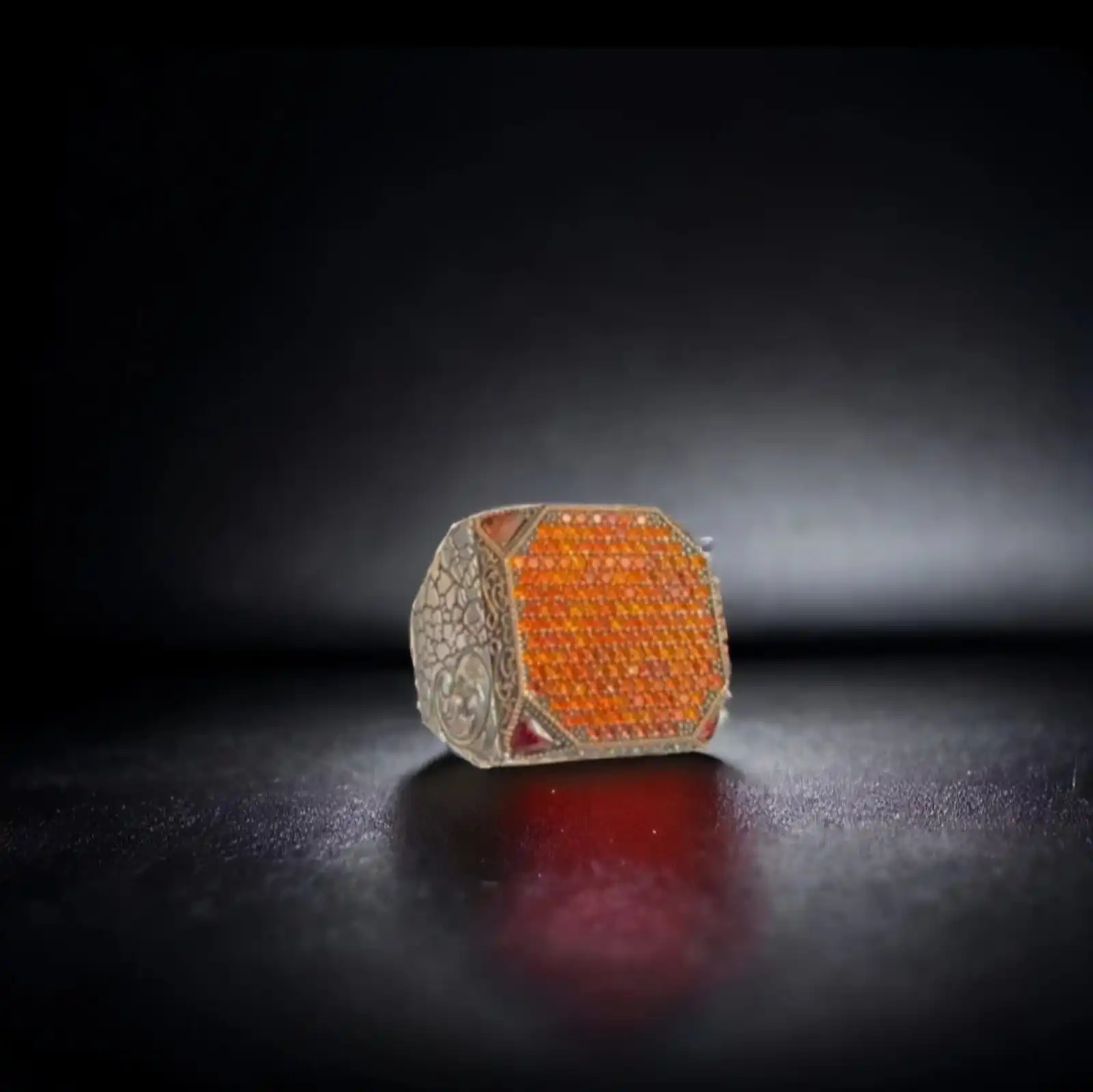 

Handmade Square Silver Ring with Red Zircon Stone - Unique Men's and Women's Jewelry Gift - Handmade Jewellery