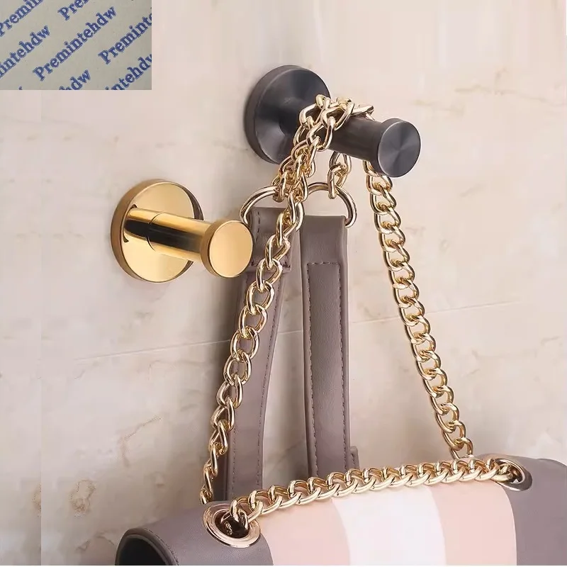 6Pcs Stainless Steel L53mm Single Robe Hook Utility Shower Towel Hanger Gold Black Bronze Grey Shiny