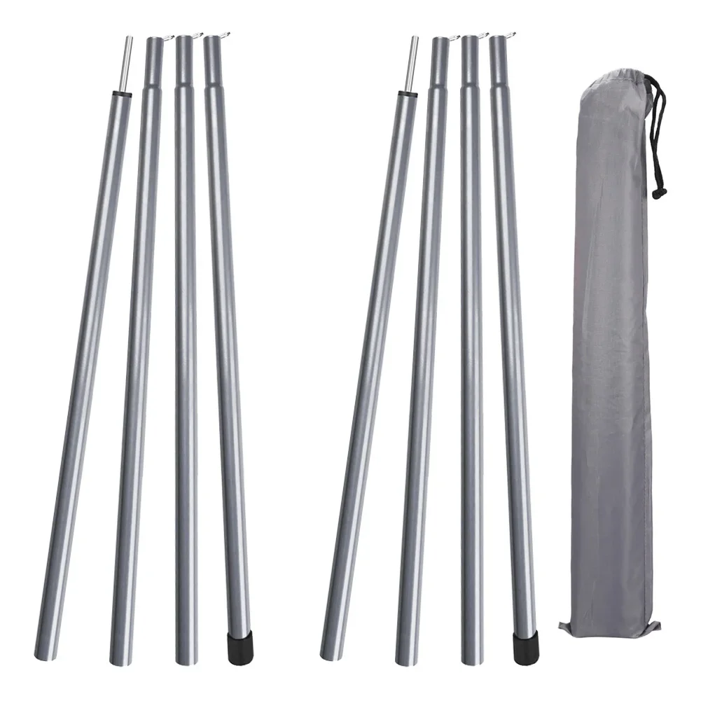 Bâtons de tente télescopiques de 2 m, ensemble de 2 bâtons pliables légers et réglables pour Trekking Camping, auvent de marche et de randonnée