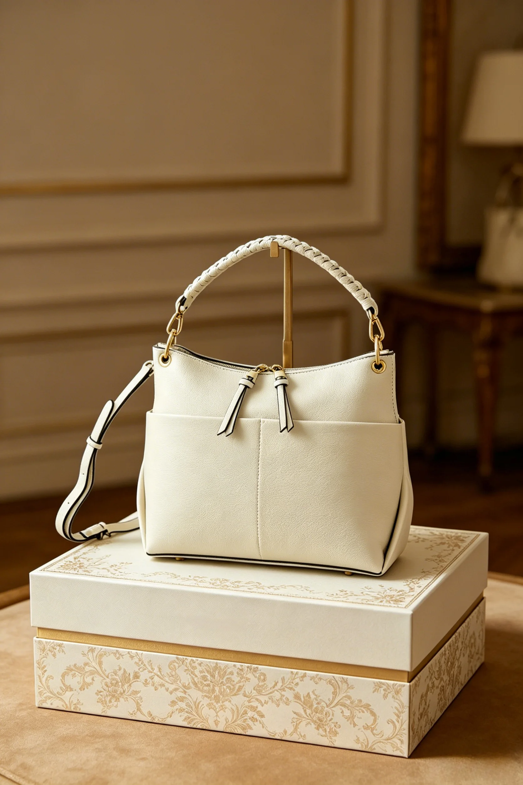 

2026 Fashion New Women's Bag 33X16X30CM Off-White Portable Large Capacity Handbag Crossbody Handbag with Shoulder Strap No Box