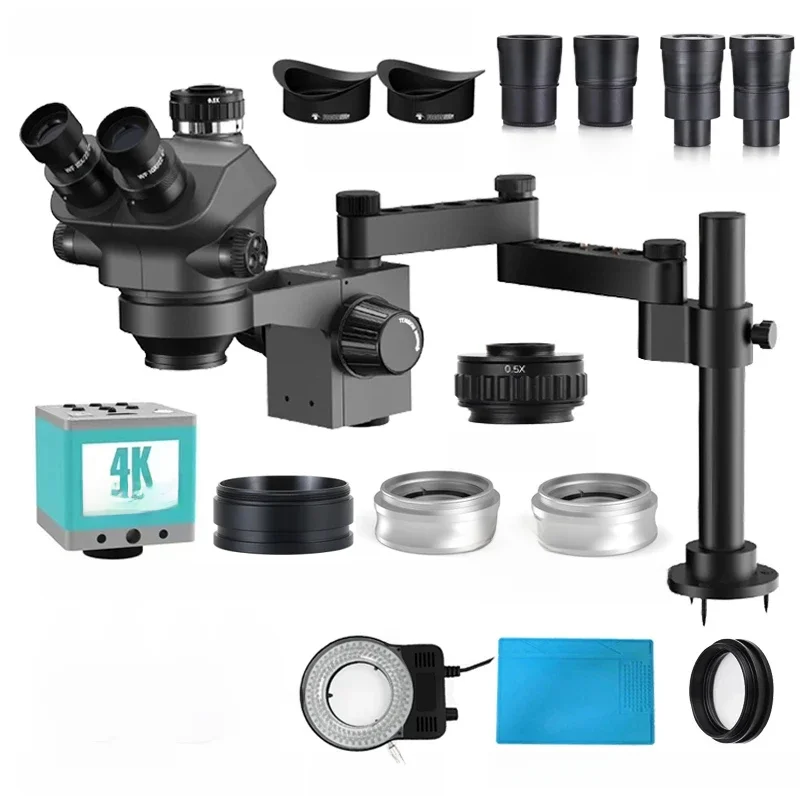 3.5-200X symultaniczny stereofoniczny mikroskop trójokularowy zestaw 4K 2K 1080P HDMI VGA USB TF zacisk kamery wideo składany typ przedłużenia podstawa — zdjęcie 2