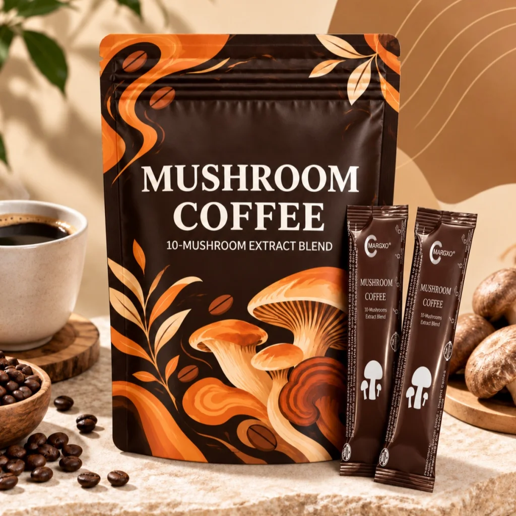 Mushroom Coffee 30 Individual Packets, 6.35 Oz Instant Mushroom Coffee Mix, Single Serve Coffee Sachets, Easy To Prepare Hot Or Iced Coffee, Convenient For Travel Office And Home