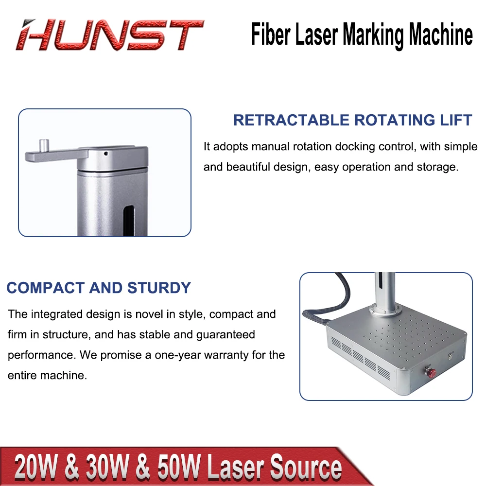 Hunst Small Laser Marking Machine, 20W & 30W & 50W Portable All-in-One, Mini Fiber Optic Metal Engraving Machine.