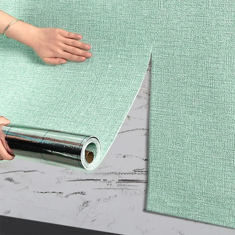 Papier peint auto-adhésif en mousse 3D en lin, 50cm x 2.8/10m, PVC, couleur unie, épais, imperméable, pour rénovation murale de fond