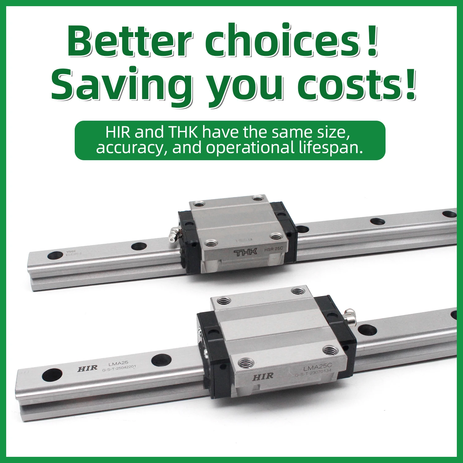 HIR CNC محمل خطي LMA 25 LMA25 LMA25C LMA25C1UU LMA25C1SS عمر خدمة طويل قدرة تحميل عالية تحمل عربة فولاذية #3