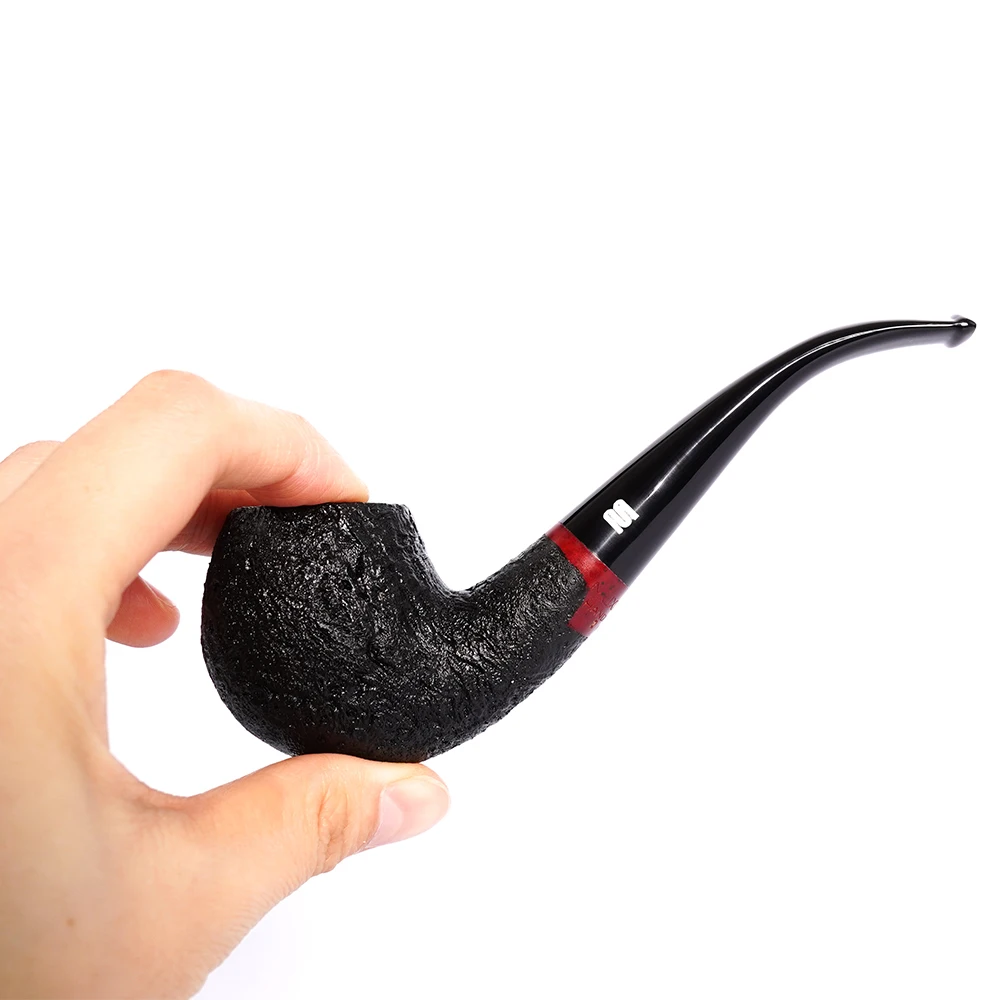 Imagem -03 - Handmade Curved Handle Briar Wood Pipe Colorido Handmade Pipe Naturalmente Tingido Feito na Itália Detective Sherlock Holmes