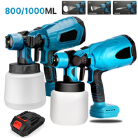 800/1000ML Electric Spray Gun Power Home Cordless Electric Paint Sprayer DIY Tools Rechargeable Adjustbale Knob With 1 Battery