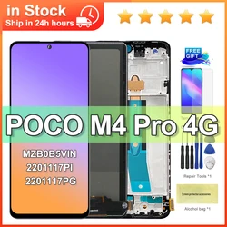 6.43'' Super AMOLED For Xiaomi Poco M4 Pro 4G LCD 2201117PI 2201117PG MZB0B5VI Display Touch Screen Panel Digitizer Assembly