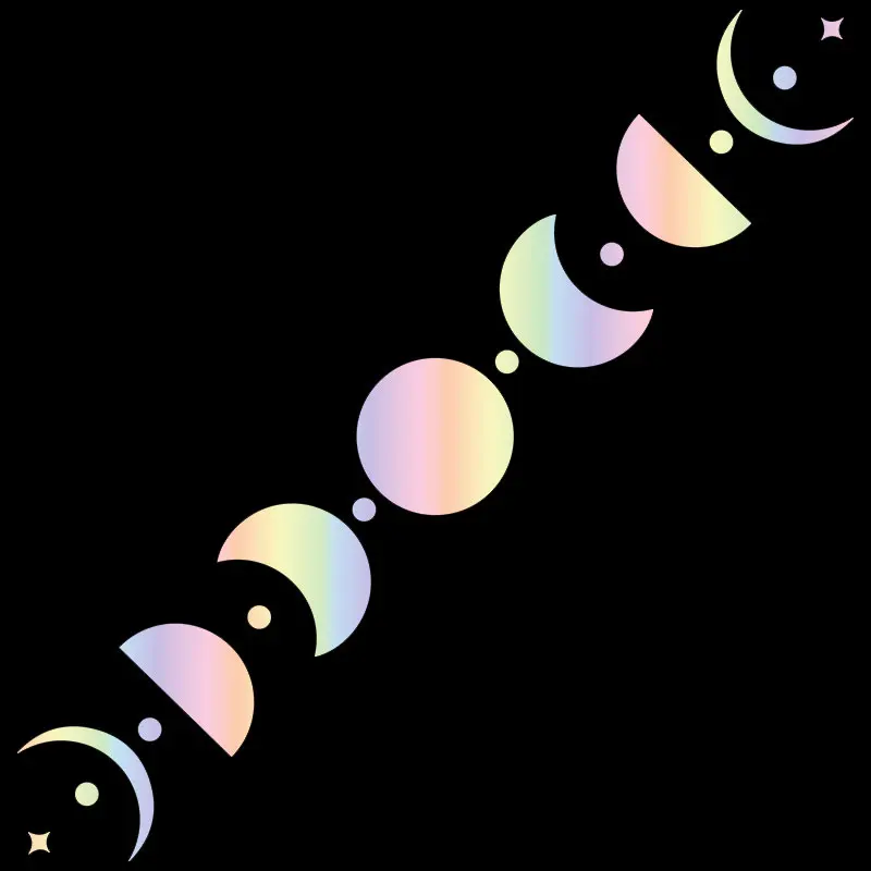 50CM Car Sticker Moon Phase Line Row Stars Rear Glass Mystery Witch Stickers Windshield Banner Decoration Vinyl Decals