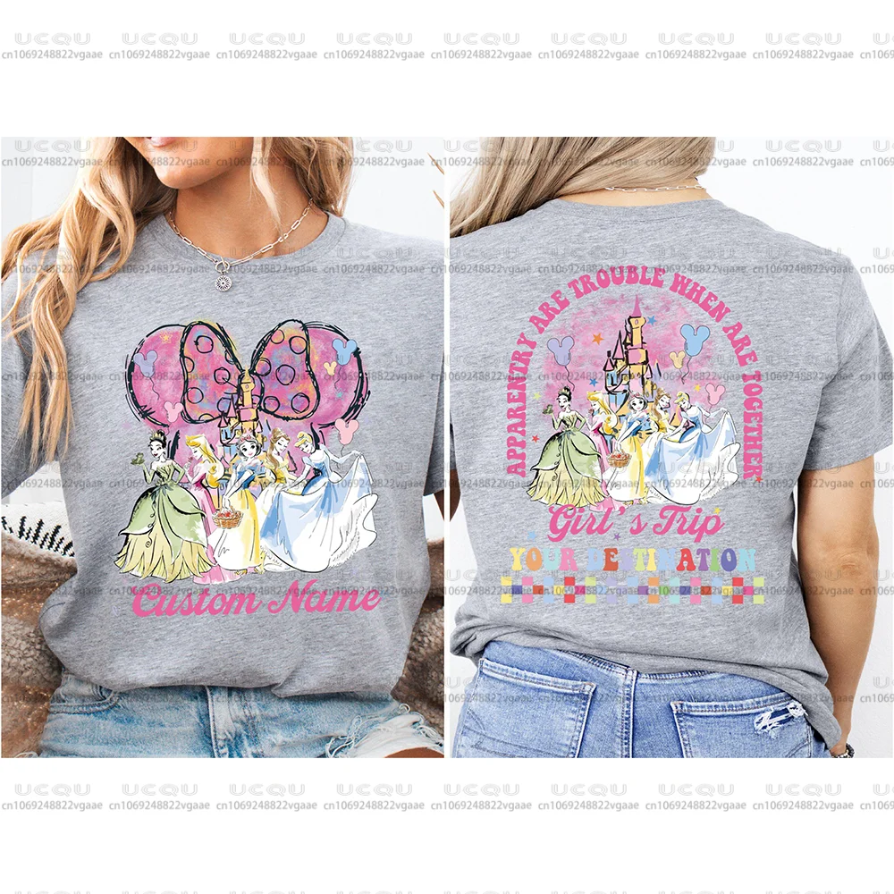 2026 ディズニー ミニー ボウ ファミリー Tシャツ Tシャツ トップ 誕生日旅行 女の子 Y2k 服 コットン プリンセス スウェットシャツ パーティー 城
