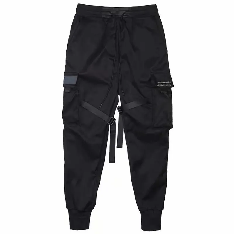 2022 new Ribbons Harem Joggers Men Cargo Pants Streetwear 2022 Hip Hop Casual Pockets Track Pants Male Harajuku Fashion Trousers