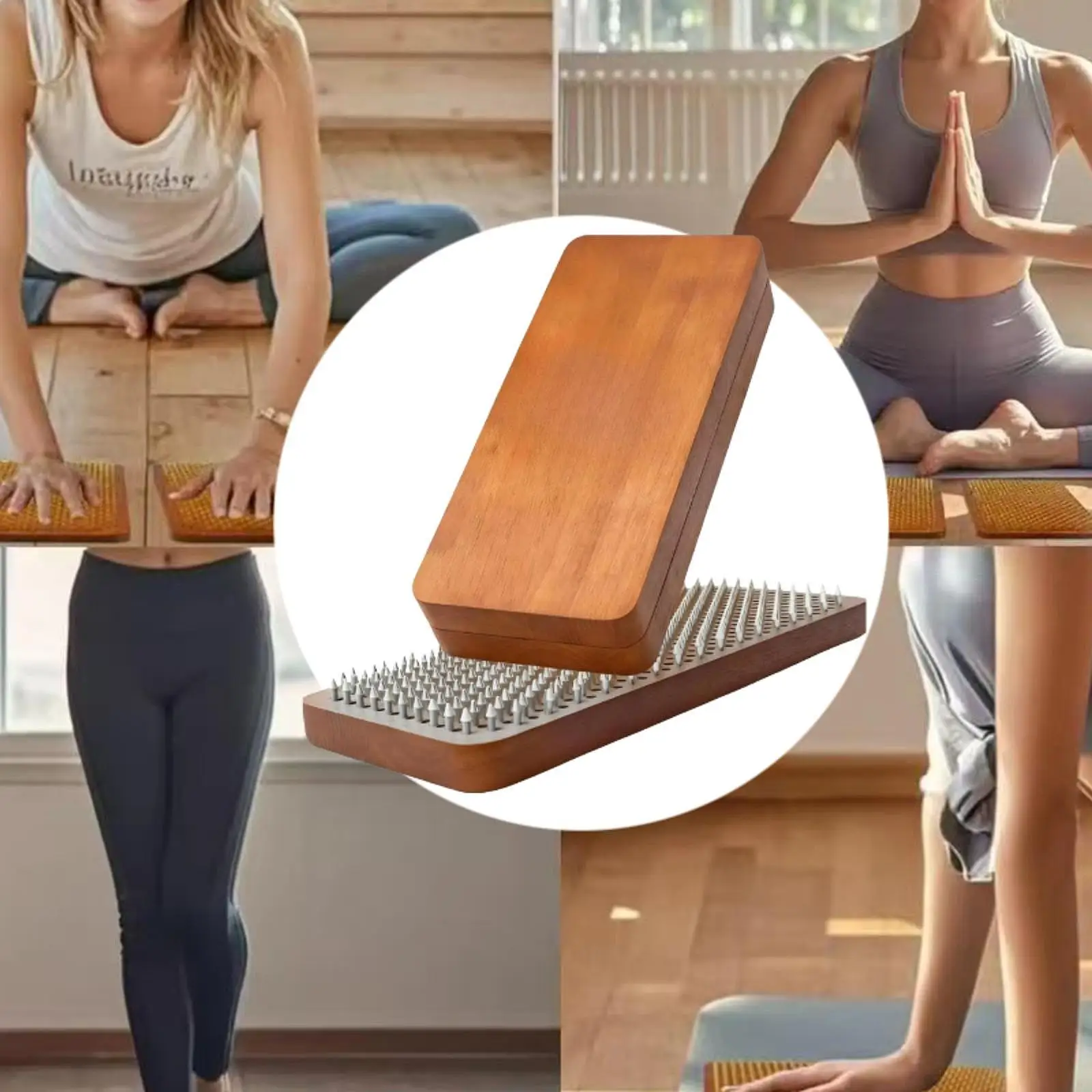1 Set Sadhu Board Nail Boards for Feet Home Gym Yoga Gift Easy to Carry with Nails Standing Wooden Yoga Board for Acupressure
