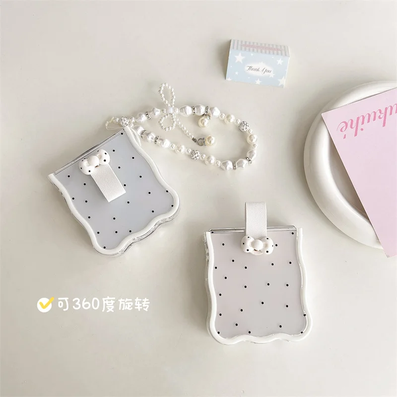 Korean-style three-dimensional bow ring buckle dot for Samsung zflip 3 4 5 6 new folding screen anti fall case