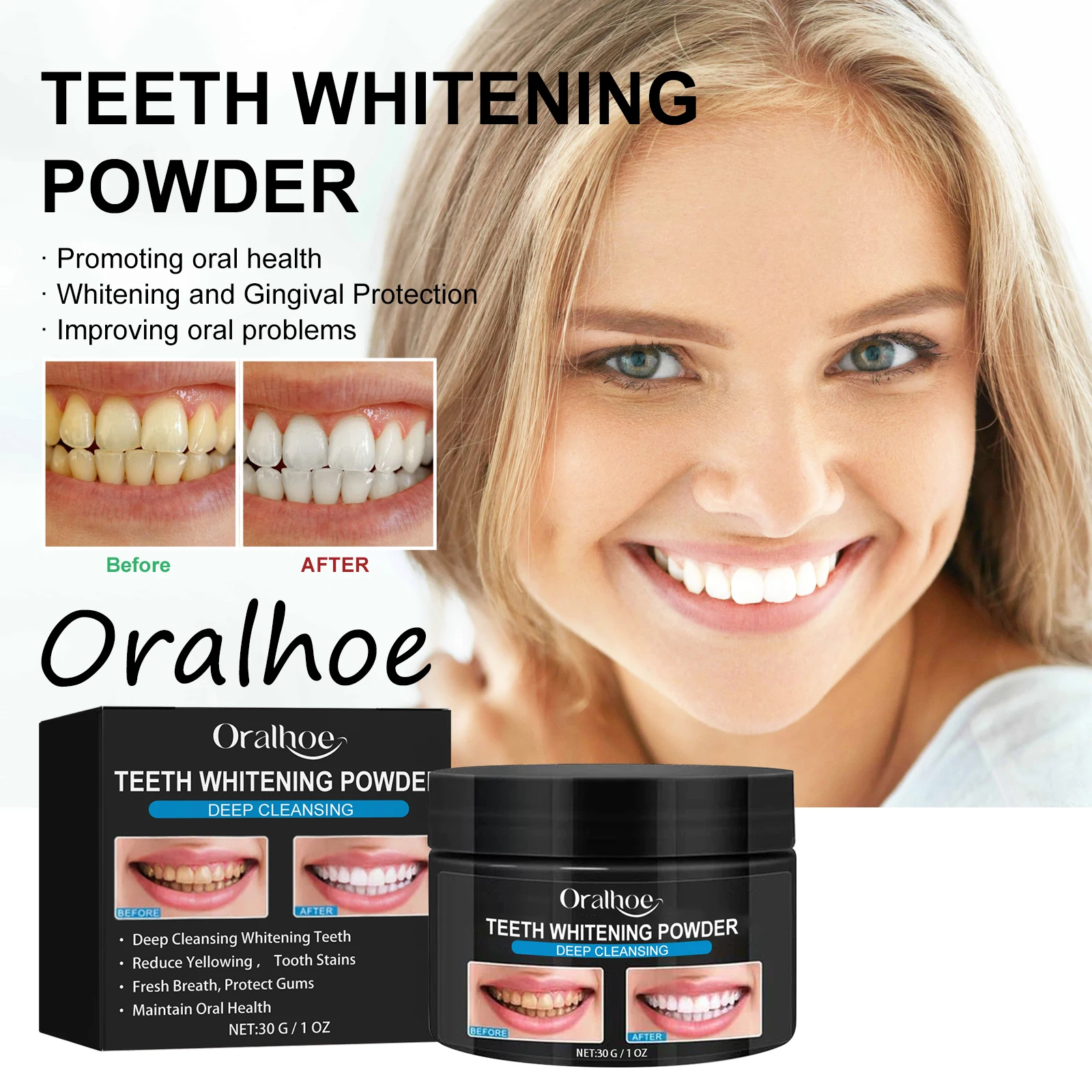 

Oralhoe Charcoal Teeth Whitening Powder Promote Oral Health Remove Yellow Stains Prevent Decay Brightening Teeth Powder