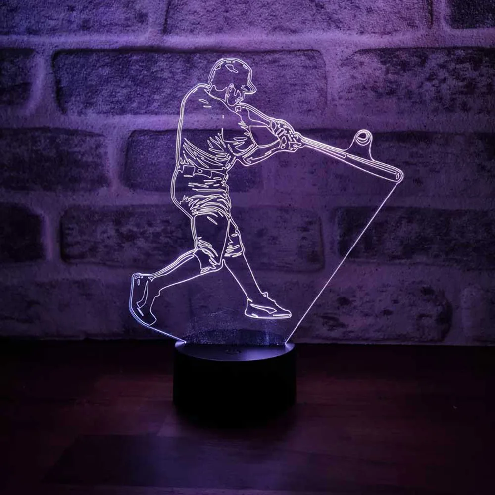 Lampe LED en acrylique effet d'illusion 3D pour Baseball, décoration de fête de noël, de mariage, cadeau pour les amoureux du Sport, lampe de Table Decoration Maison Decoration Chambre Stitch Mariage Lampe Veilleuses